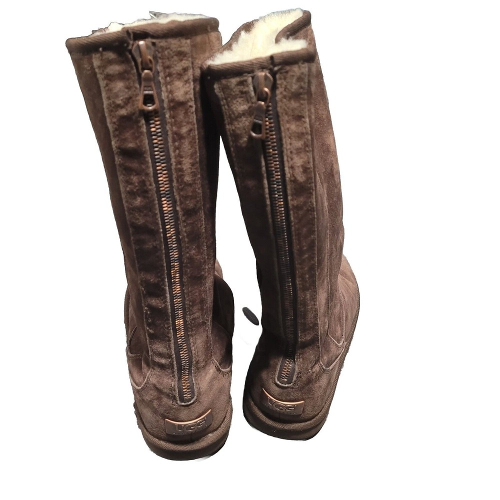 UGG Women's Brown Leather Knightsbridge Boots Size 10 #5119 - Picture 2 of 9